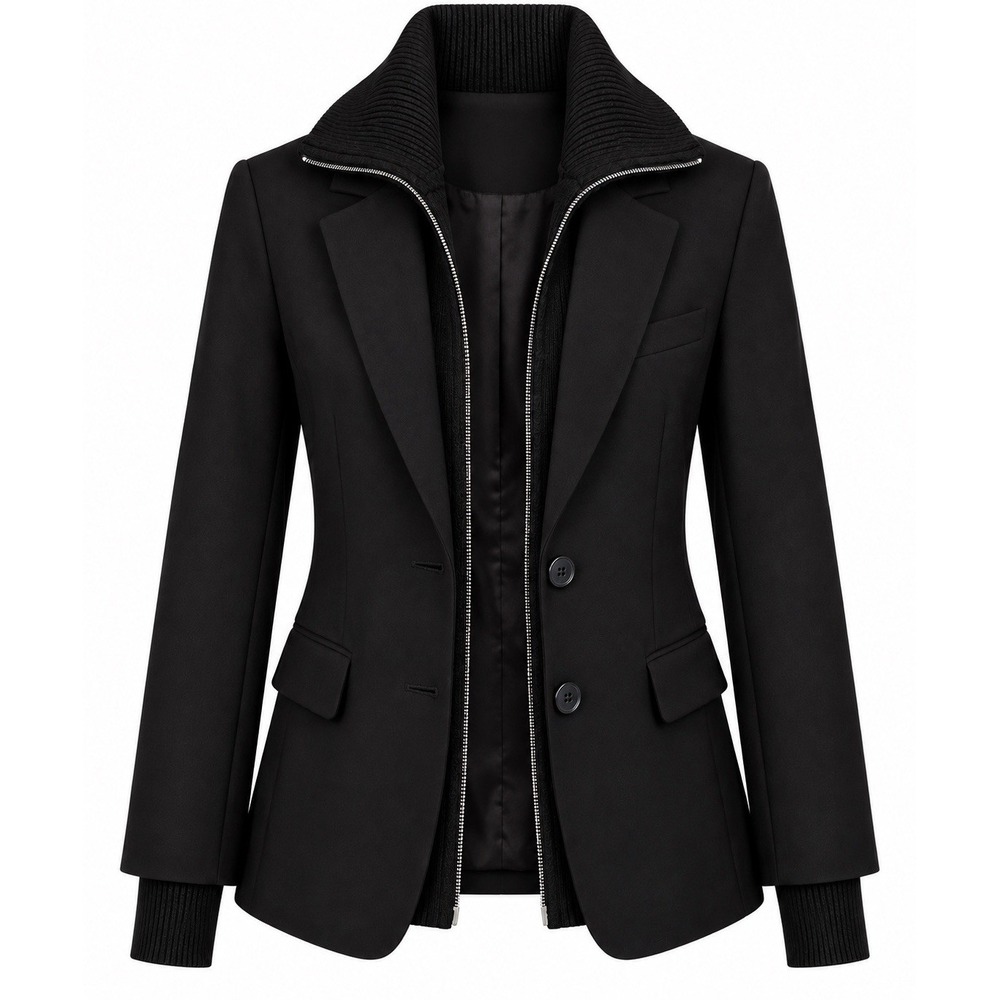 rag & bone Frank Ponte Blazer Women 4 Black 2-in-1 Removable Knit Collar $698